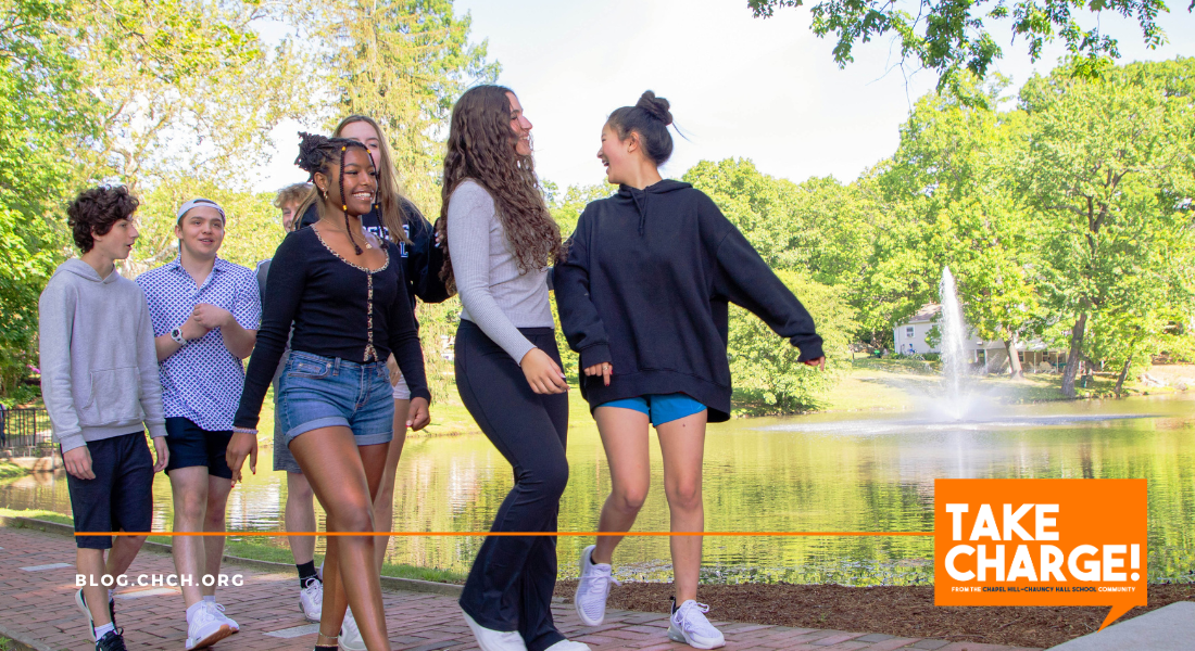 Students walking on campus